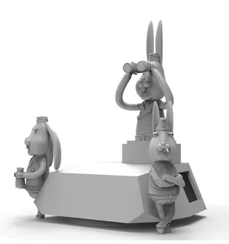 Kawaii 1/35 Ölçekli Karikatür Tavşan Teleskop Sevimli Hayvan Minyatürleri Sahne Boyasız DIY Montaj Statik Reçine Modeli Kitleri