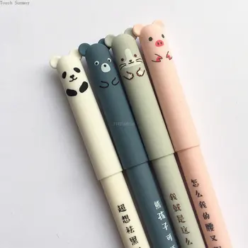 Kawaii Panda Pembe Fare Silinebilir Jel Kalem Siyah Mavi Mürekkep Okul Ofis Yazma not defteri Kalem Hediye Sevimli Kalemler