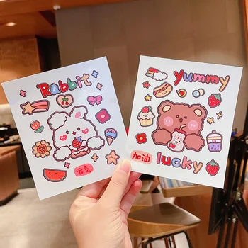Kawaii Çıkartmalar Karikatür Ayı Kız Sticker Seti DIY El Hesabı Albümü Su Bardağı dekorasyon çıkartması Öğrenci Kırtasiye Malzemeleri