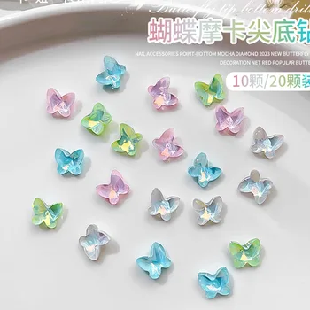 Kelebek Rhinestones Çivi Takılar Dekorasyon Kristal Takı Parçaları 3d Glitter Basın Çivi Aksesuarları Tasarım Manikür