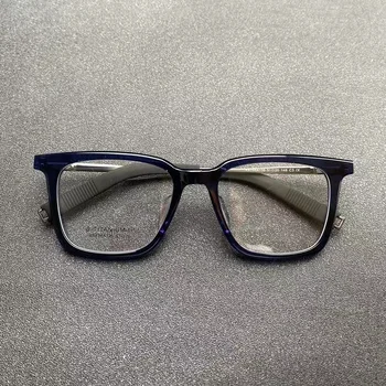Klasik Vintage Kare Optik Gözlük Çerçevesi Erkek ve Dişi El Sanatları Mavi Asetat Miyopi Gözlük Reçete