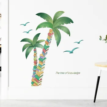 Knowlage Ağacı Alıntı Palmiye Ağacı Duvar Çıkartmaları Tropikal Bitki Kuş duvar çıkartmaları Yatak Odası Duvar Oturma oda duvar dekoru