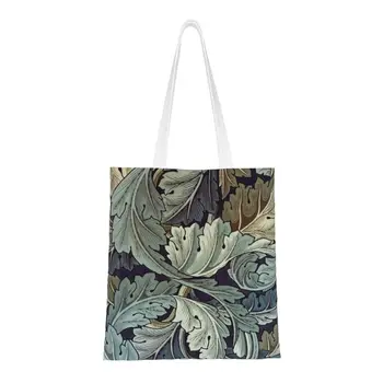 Komik Baskılı Acanthus William Morris Tote alışveriş çantası Dayanıklı Tuval Alışveriş Omuz Tekstil Desen Çanta