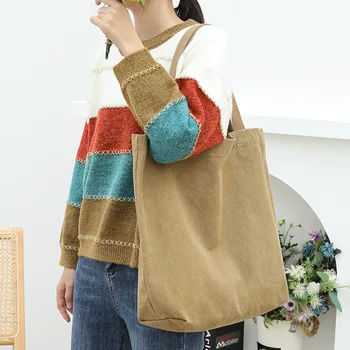 Kore versiyonu rahat sanat kanvas çanta basit yıkama suyu kullanılan çanta net ünlü moda retro tek omuz kadın çantası