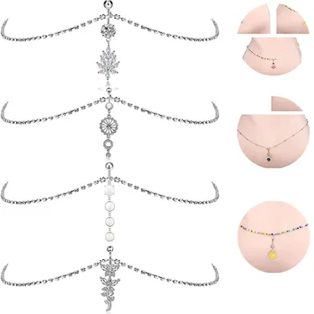 Kristal Rhinestone Dangle Belly göbek piercingi Bel Zinciri ile Çelik Damla Kolye Göbek Piercing Ombligo Zinciri Seksi göbek takısı