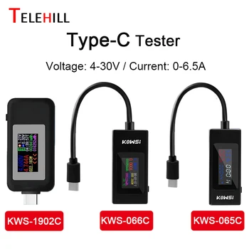 KWS C Tipi USB Test Cihazı 4-30V 0-6.5 A Gerilim akım test cihazı Ampermetre Dedektörü Güç Bankası Şarj Göstergesi HD Renkli Ekran