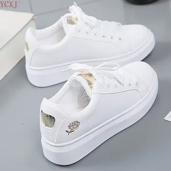 Küçük beyaz ayakkabı Yeni kadın ayakkabısı Kore deri spor salonu ayakkabısı Öğrenci rahat ayakkabılar düz ayakkabı kadın Nefes spor ayakkabı