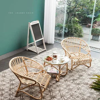 Küçük Daire Otel Mobilyaları Bahçe Sandalyeleri İskandinav Balkon Kahve Dükkanı Eğlence Arka Koltuklar Ev Aile Yanı Villa Rattan Sandalye