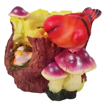 Kırmızı Kuş Hayvan Etli Ekici Pot, Dekoratif Bahçe Çiçek Tutucu Kase