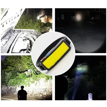 LED far taşınabilir COB kafa monte ışık USB tip-C şarj edilebilir günlük su geçirmez çadır yürüyüş kamp gece balıkçılık