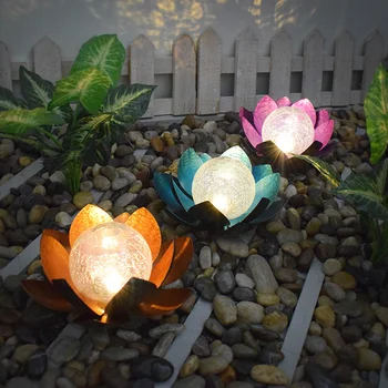 LED güneş ışıkları açık bahçe demir sanat lotus lamba bahçe dekorasyonu çim landscapeLamp noel doğum günü hediyesi