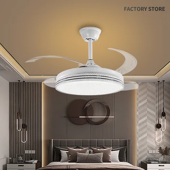 LED Güçlü Görünmez Tavan Avize Fan İle Modern Basit Kolye Lamba Uzaktan Kumanda Sessiz Fanlar Yatak Odası Enerji Tasarrufu