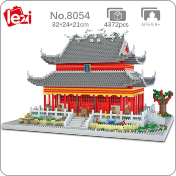 Lezi 8054 Dünya Mimarisi Konfüçyüs Tapınağı Saray Bahçe DIY Mini Elmas Blokları Tuğla Yapı Oyuncak Çocuk Hediye İçin Hiçbir Kutu