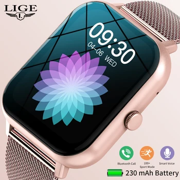 LIGE NewFashion akıllı saat Kadın Bluetooth Çağrı Izle Su Geçirmez Spor Spor Saatler Kadın Saat Android IOS Smartwatch Için