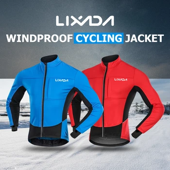 Lixada erkek Rüzgar Geçirmez Bisiklet Ceket Kış Termal Polar Polar MTB Bisiklet Bisiklet Sürme koşu giyimi Spor Ceket