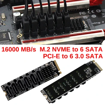 M. 2 NVME To SATA3. 0 PCIE SATA 6Gpbsx6-Port Genişletme Kartı ASM1166 Desteği SATA Protokolü 16000 mb/s M. 2 PCI-E Yükseltici Kart