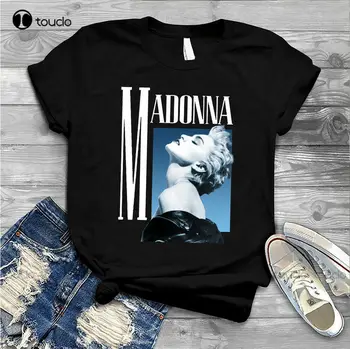 Madonna Gerçek Mavi Siyah Renk Vintage Tasarım Unisex T-Shirt Büyük Boy T Shirt Özel Hediye Açık Basit Vintage Rahat T Shirt