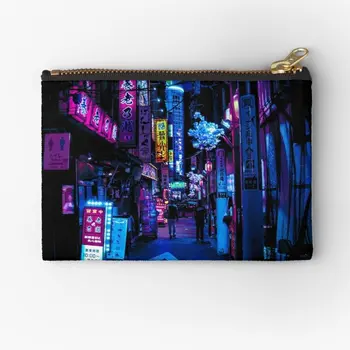 Mavi Tokyo Sokakları fermuarlı torbalar Anahtar Cüzdan Erkekler Depolama Çorap Çanta İç Çamaşırı Kozmetik Kadın Ambalaj Cep Külot Küçük Para