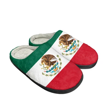 meksika Bayrağı Ev Pamuk Özel Terlik Mens Womens Sandalet meksika Peluş Yatak Odası Rahat Sıcak Ayakkabı Termal Terlik Tutmak