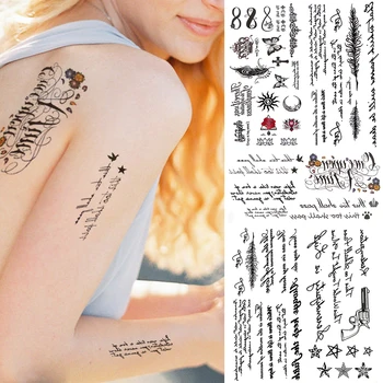 Mektup Geçici Dövmeler Kadınlar İçin Çocuk Çocuk Yetişkinler Siyah Tırnak Dövme Etiket Küçük Sevimli Yıldız Sahte Parmak Dövmeler Eller