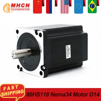 MHCN 86HS118 Nema34 8.5 N. m CNC Step Motor 5.6 A Çapı 14mm NEMA 34 CNC Router Gravür Freze Makinesi 3D Yazıcı