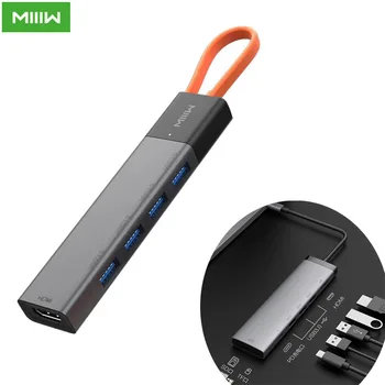 MIIIW 5 in 1 / 7 İn 1 USB-C Hub Yerleştirme İstasyonu Adaptörü İle USB-C Güç Teslimat / 4K HDMI HD Çıkışı / USB 3.0 / SD / TF kart okuyucu
