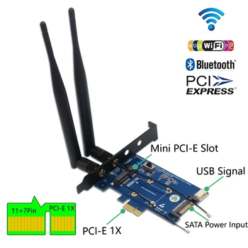 Mini PCI-E PCI Express PCI-E 1x Adaptörü için SIM kart Yuvası İle WiFi ve 3G / 4G / LTE kart
