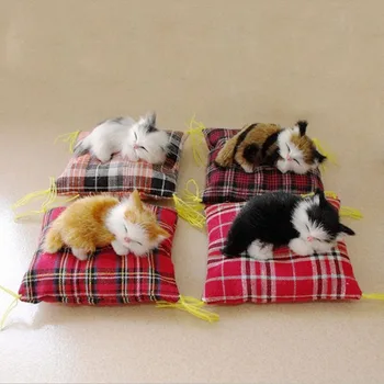 Mini Sevimli Simülasyon Kedi Bez Yastık Figürleri Peluş Uyku Doğum Günü Partisi noel hediyesi Çocuklar İçin Ev Dekorasyon