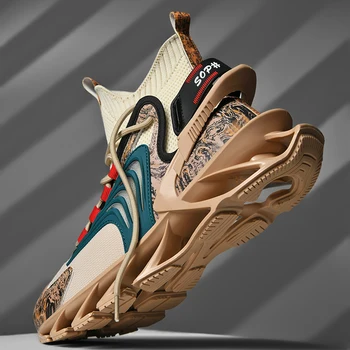 Moda Bıçak koşu ayakkabıları Erkekler için Nefes Örgü Yansıtıcı Sneakers Antiskid Sönümleme Taban spor ayakkabılar Eğitim Zapatillas