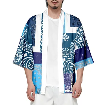 Moda Ekleme Paisley Baskı Kimono Kadın Erkek Haori Üst Yukata Yaz Japon Streetwear Hırka Büyük Boy Gömlek