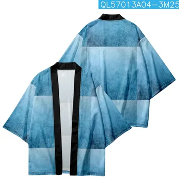 Moda Erkek Kadın Degrade Baskı Kimono Japon Giyim Hırka Cosplay Yukata Kadın Yaz Rahat Plaj Gömlek