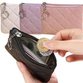 Moda PU Deri Kadın bozuk para çantaları Erkekler İçin Fermuar Sikke Cüzdan Kredi Kartı Anahtarlık cüzdan bulucu Tutucu Kısa Cep Çanta Kılıfı