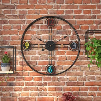 Modern basit yaratıcı duvar saati endüstriyel tarzı ev demir sanat sessiz duvar saati