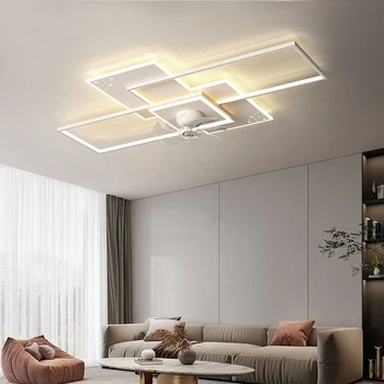 Modern tavan lambaları yatak odası katlanır tavan vantilatörü tavan vantilatörü ile led ışık ve kontrol tavan lambası oturma odası aydınlatma için