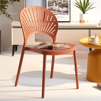 Modern yemek sandalyeleri Ev Mobilyaları Basit Plastik Yemek odası sandalyeleri İskandinav Kabuk Sandalye Arkalığı İçi Boş Yaratıcı Boş Sandalye