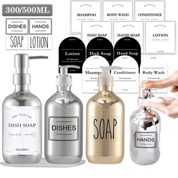 Mutfak Sabunluk Altın Krom Doldurulabilir Sıvı El Sabunu bulaşık deterjanı Şişe Banyo duş şampuanı Jel Dağıtıcı 300/500ml