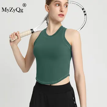 MyZyQg Kadınlar yoga yeleği Sabit Göğüs Pedi Slim Fit Spor Spor Koşu spor kolsuz tişört Moda Giysiler