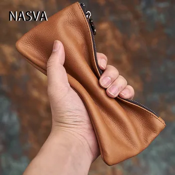NASVA Hakiki Deri erkek cüzdanları uzun cüzdan Debriyaj bozuk para cüzdanı kart tutucu Telefonu Çantası kadın Cüzdan Banka kart çantası
