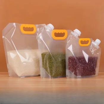 Nem geçirmez Küf geçirmez Ambalaj saplı çanta Şeffaf Tahıl saklama çantası Tahıl kilitli torba içme torbası Yeniden Kullanılabilir