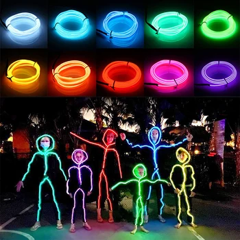 Neon tel lambası parlak Neon ışık şeridi EL tel aydınlatma tüpü halat ışıkları DIY cadılar bayramı noel partisi Bar Cosplay Kostüm