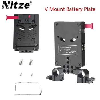 Nitze Mini V Dağı Pil Plakası 15mm Yuvarlak Kelepçe Bir 8 V / 3A DC İki 14.8 V / 3A D-tap ve Bir PD 3.0 USB-C Çıkış Portları