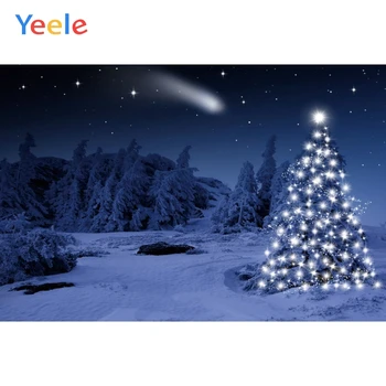 Noel Ağacı Kar Orman Yıldızlı Gökyüzü Meteor Bebek Doğum Günü Zemin Fotoğraf Özel Fotoğraf Arka Plan Fotoğraf Stüdyosu İçin