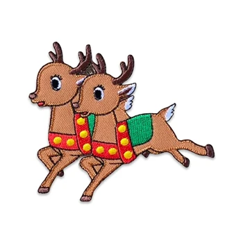 Noel Geyikler Nakış Yamalar Demir on Dekorasyon Konfeksiyon Ceketler T-Shirt Mont Çanta Sevimli Karikatür Hayvan Komik Hediyeler