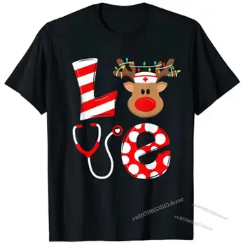 Noel hemşire aşk NICU RN ER Santa Ren Geyiği hemşire şapka Elf T-Shirt grafik Tee