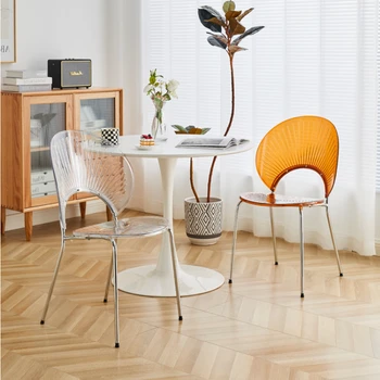 Nordic ışık lüks ev akrilik şeffaf sandalye plastik sandalyeler krem rüzgar kabuk sandalye basit arkalığı yemek sandalyesi