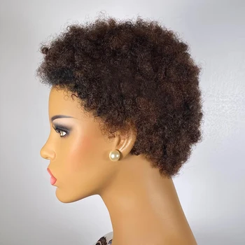 Ombre vurgulamak bal kahverengi Düşük kesim afro peruk / Afro peruk / Afro peri peruk / kısa peruk 200 % yoğunluk 100 % remy insan saçı