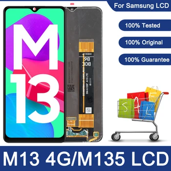Orijinal Samsung Galaxy M13 Ekran İçin Çerçeve ile dokunmatik ekran Digitizer Samsung M13 4G M135 M135F M135F / DS LCD Değiştirme