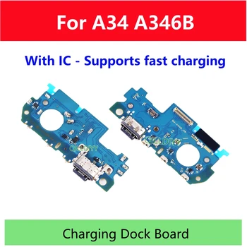 Orijinal USB Şarj Bağlayıcı Dock Kurulu girişli şarj cihazı Flex Kablo Tamir İçin Samsung Galaxy A34 A346 A346B Mikrofon Parçaları
