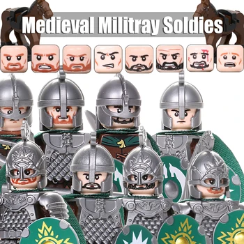 Ortaçağ Askeri Askerler Yapı Taşları Savaş Atı Zırhlı Ordu Şövalyeleri Silahlar Kalkan Kılıç Yay Mızrak Tuğla Oyuncaklar Erkek Hediye