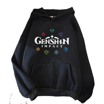Oyun Anime Genshin Darbe Sıcak Oyun Anime Hoodie Kadınlar / Erkekler Streetwear Casual Kazak Tişörtü